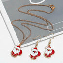 2pcs/set Christmas Santa Claus Drop Earrings Cute Pendant Necklace Jewelry A