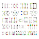 110 Pcs Acrylic Mix Eyebrow Belly Lip Tongue Bar Rings Nose Hoop Ring Body  K2J1