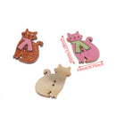 50Pcs Wood Cute Cat Handmade 2 Holes Wooden Buttons Sewing Scrapbooking DIY