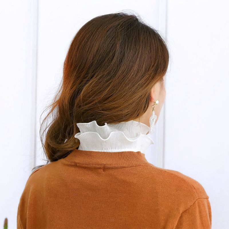 Lady False Collar Cuff Set Stand Ruffles Half Shirt Detachable False Faux Collar