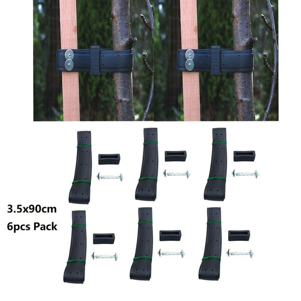 6Pcs Heavy PVC Duty Shrub Tree Ties Straps Adjustable Lock Support Bands Plants