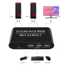2 In 1 Out HDMI KVM Switch For Printer Dual USB Universal Aluminum Alloy Meeting