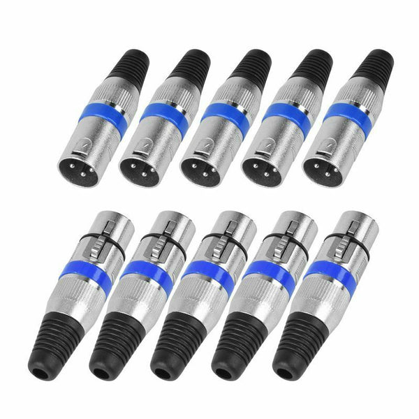 5 Pairs 3 Pin XLR Connectors Male and Female Microphone Mic Cable Plug Conn