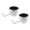 2pcs Stainless Steel Cup Holder With Blue LED Light For Motorhome