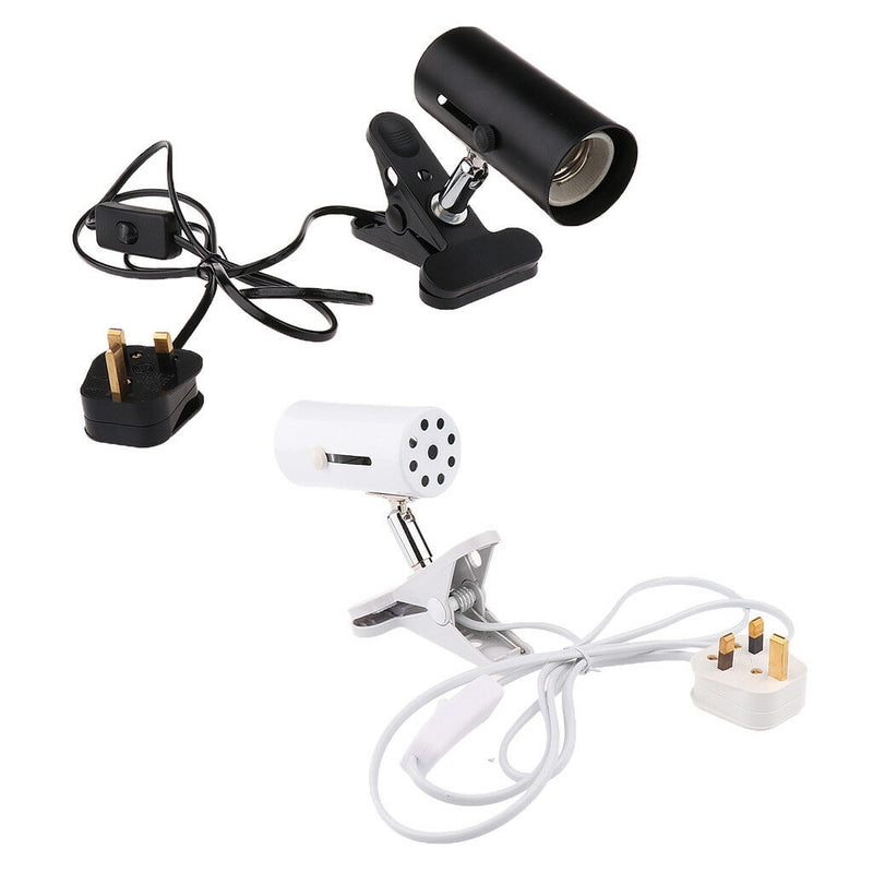 Reptile Amphibians Terrarium Ceramic UVB Bulb Lamp Holder E27 UK Plug Black