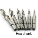 6pcs 1/4" 1/8" Hex Shank Screw Thread Tap Taper Drill Bit HSS Machine Hand Tool