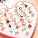 20x Girl Kids Child Cute Cartoon Adjustable Rings Crystal Ring Jewelry Wholesale