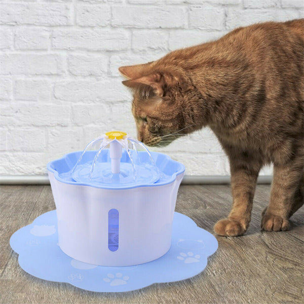 Automatic Filtered Water Fountain Dispenser For Pet Cat Puppy Drinking Blue