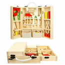 Wooden Tool Toys Pretend Play Tool box Accessories Set Educational Construc