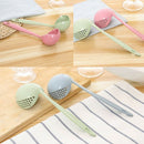 2 In 1 Wheat Straw Soup Spoon With Filter Long Handle Colander Skimmer Green