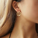 Round Circle Geometric Crystal Earrings Simple Ear Ring for Women Jewelry A