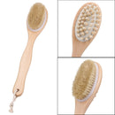 2-in-1 Sided Natural Bristles Scrubber Long Handle Bath Body Brush Massage