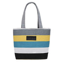 Fashion Striped Shoulder Handbags Women Canvas Large Shopping Totes (Grey)