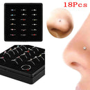 18Pcs Rhinestone SurgicalSteel Round Nose RingHoop Stud Body Piercing Jewelry BX