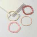 4Pcs Multicolor Crystal Strand Beads Bracelets For Women Beads Peach-Bracel