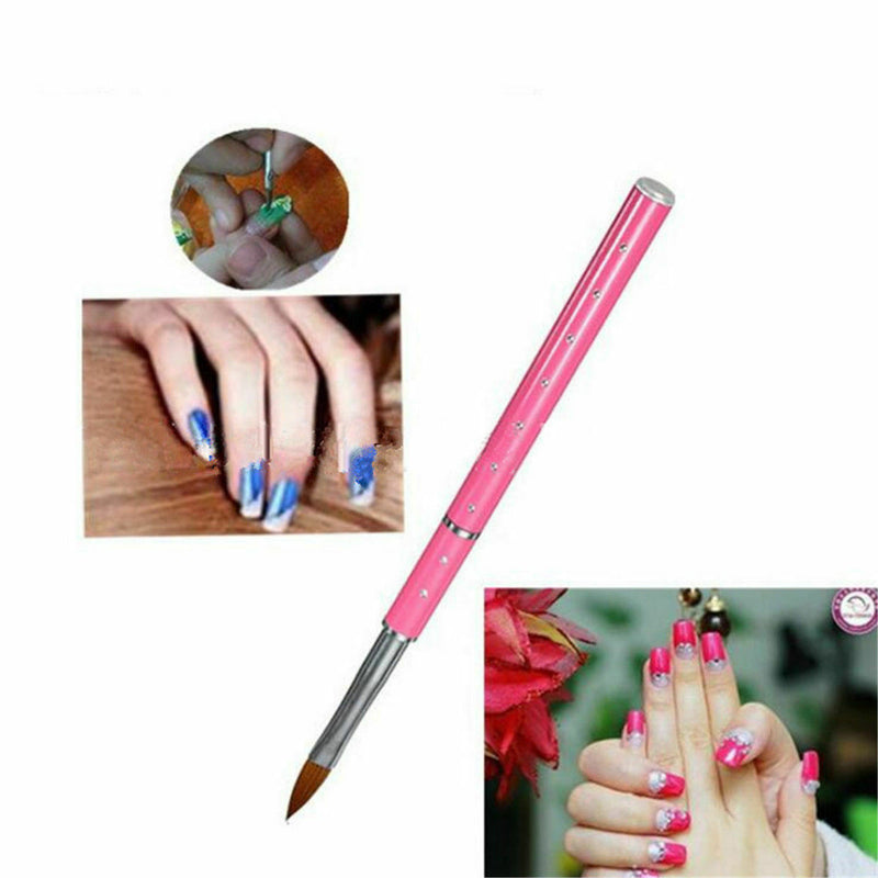 Pro Nail Art Brush Tool For Acrylic & Metal Handle With Diamond Kolinsky Hair 8#