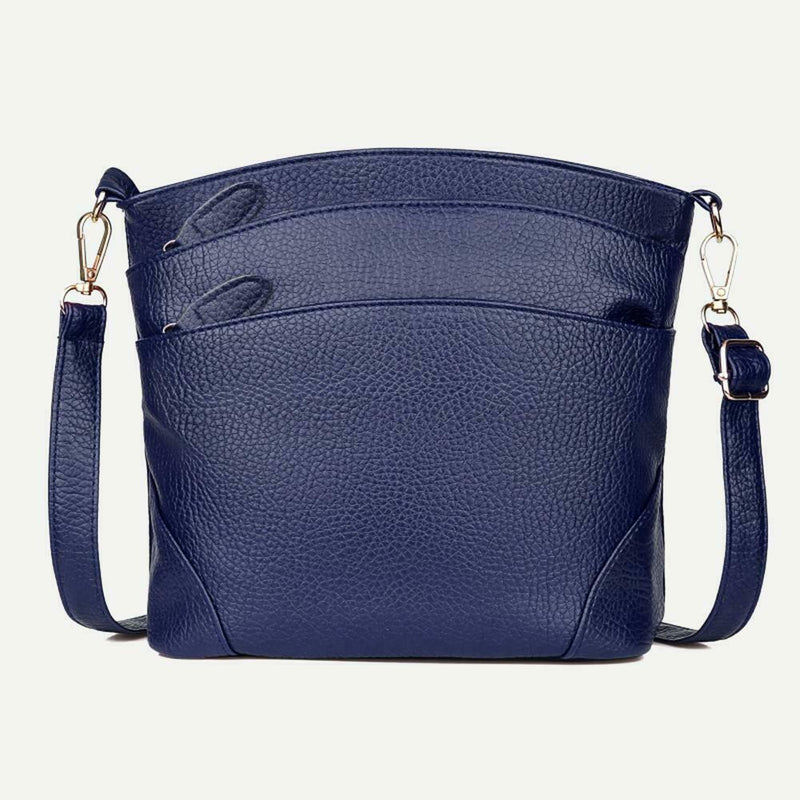 Solid Color Shoulder Messenger Handbags Women Leather Crossbody Bags (Blue)
