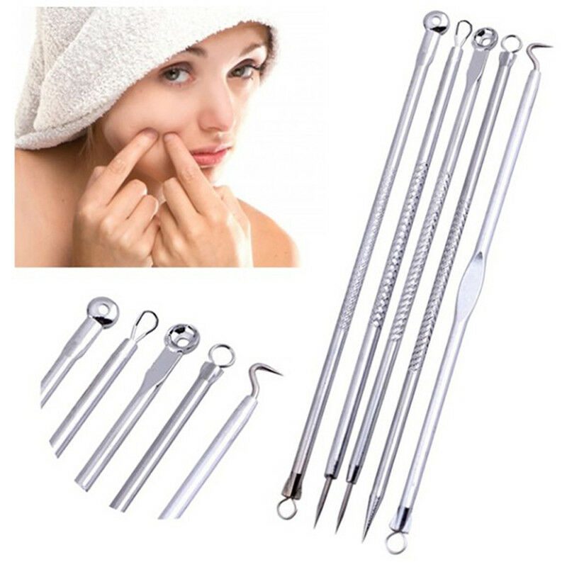 5x Blackhead Comedone Acne Blemish Remover Stainless Needles Remove Tool Kit Gw