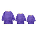 3 Pieces Children Long Sleeve Apron Drawing Painting Waterproof Smock Purple