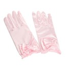 2 Pairs Girls Satin Princess Gloves Wedding Bow Party Gloves Wrist Length
