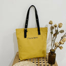 Canvas Women Shoulder Totes Bags Letters Large Shopping Handbags (Yellow)
