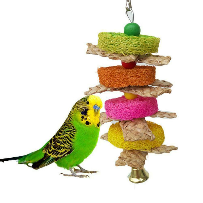 Parrot Bird Pet Hanging Swing Bird Corn Husk Chewing Bite Scratch Toys