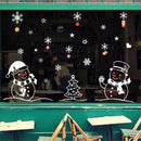 Shop Window Glass Background Decor Christmas Snowman and Tree Wall Sticker3C