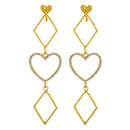 Irregular Earrings Heart Crystal Long Ear Drop Women Holiday Jewelry Gift A
