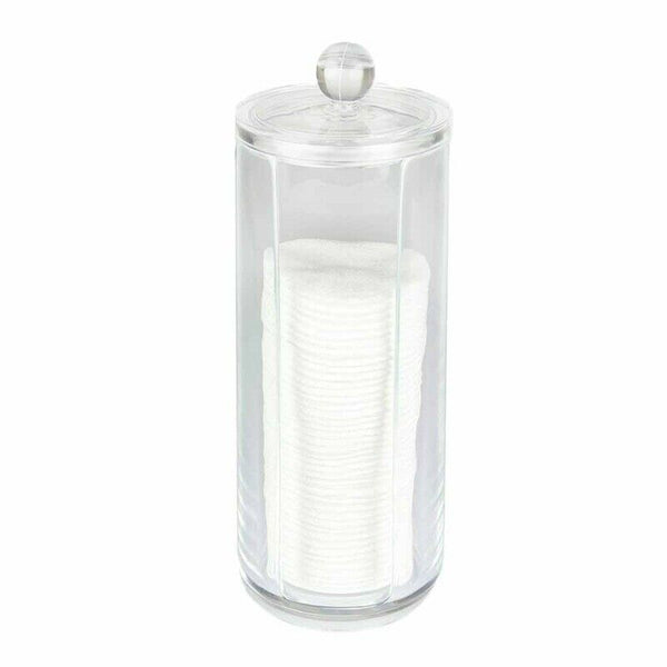 Facial Makeup Container Cotton Pads Round Dispenser With Lid Clear Acrylic  B6L3
