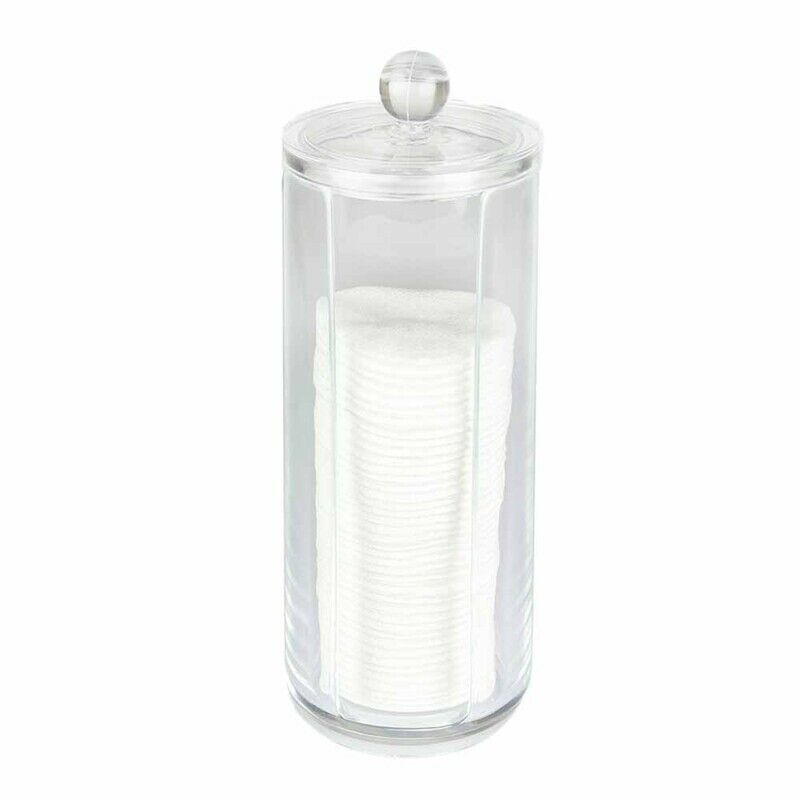Facial Makeup Container Cotton Pads Round Dispenser With Lid Clear Acrylic  B6L3