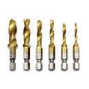6x Hex Shank Titanium Plated HSS Hand Screw Thread Metric Tap Drill Bits M3-M10
