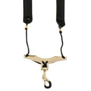 Black Adjustable Leather Saxophone Shoulder Neck Strap with Buckle Width 24 S7T4