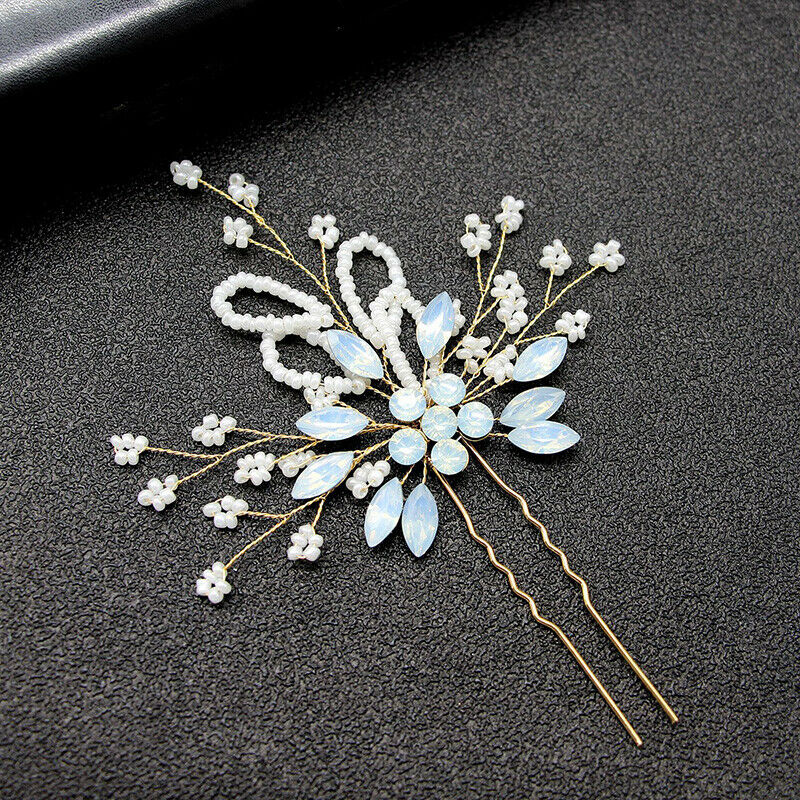 Women Hairpin Wedding Bridal Opal Crysta Hairpins Handmade Hair Jewelry N%PJ Gw