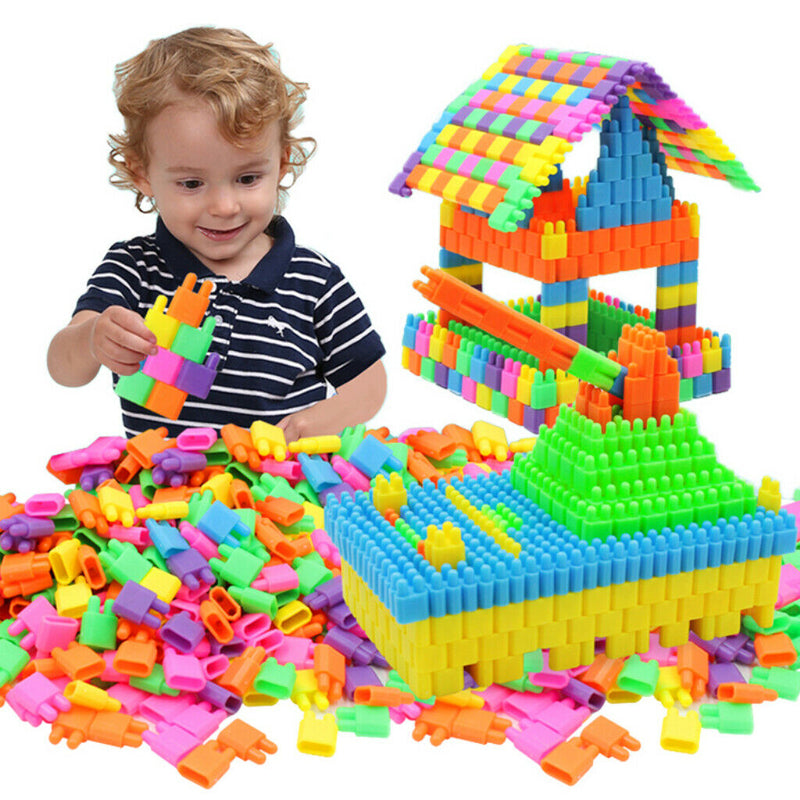 450 Pieces DIY Building Blocks, Colorful Plastic Puzzle Construction Playset,