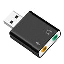 USB 2.0 Virtual 7.1 Channel Audio Sound Card Adapter For Laptop PC Black