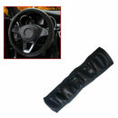 Car Steering Wheel Cover Sports Non-Slip Breathable Leather PU Black 37-38cm