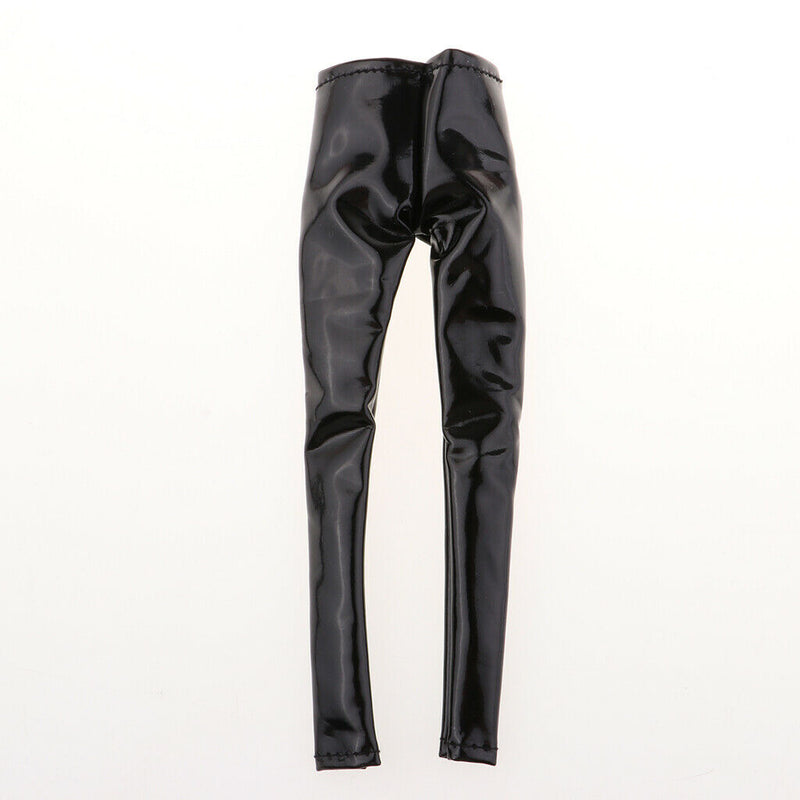 1:6 Scale Black PU Leather Pants Female Trousers Clothes for 12inch Action