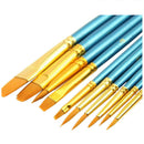 10pcs Artist Brush Set Acrylic Watercolor Round pointed tip nylon hair