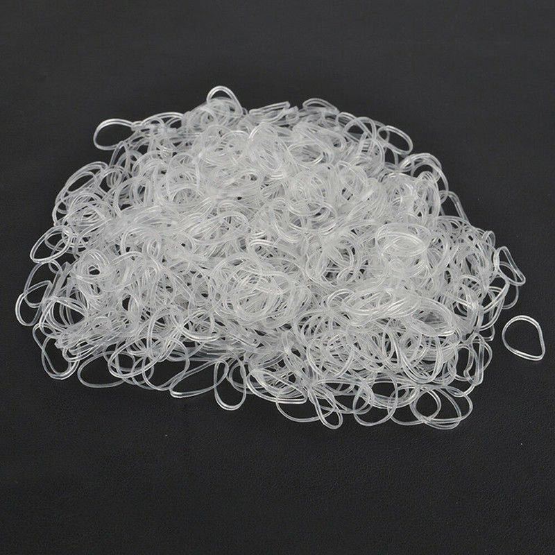 500x Clear Elastic Rubber Hair Ties Hairband Spiral Braids Plaits Braiding