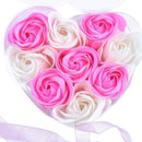 9Pcs Scented Rose Flower Petal Bath Body Soap Wedding Party Gift(Pink+White
