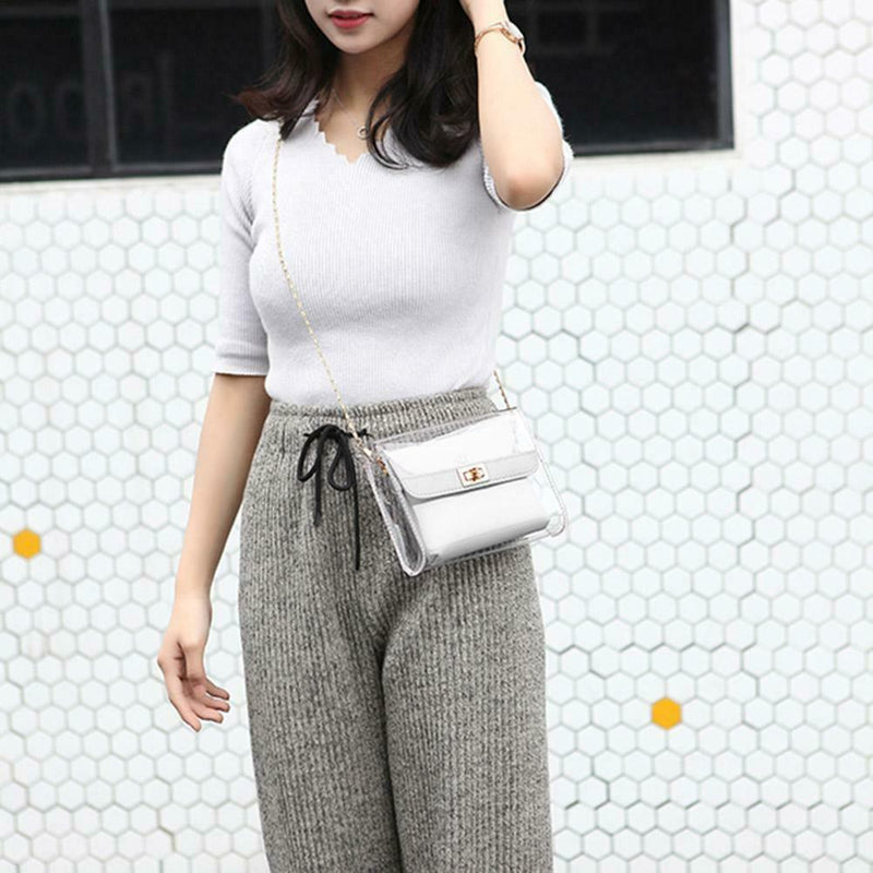 2pcs Women Transparent Crossbody Bag Clutch Jelly Bag Shoulder Bag (Grey) A