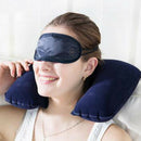 Inflatable U Shaped Pillow Car Head Neck Rest Air Cushion for Travel Navy A