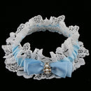 Satin Lace Garter Bride Bow Rhinestone Pearls Thigh Ring Wedding Accessory