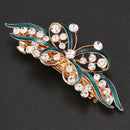 Ladies Bow Glittering Crystal Stone Decor French Hair Clip Clip Brace Blue