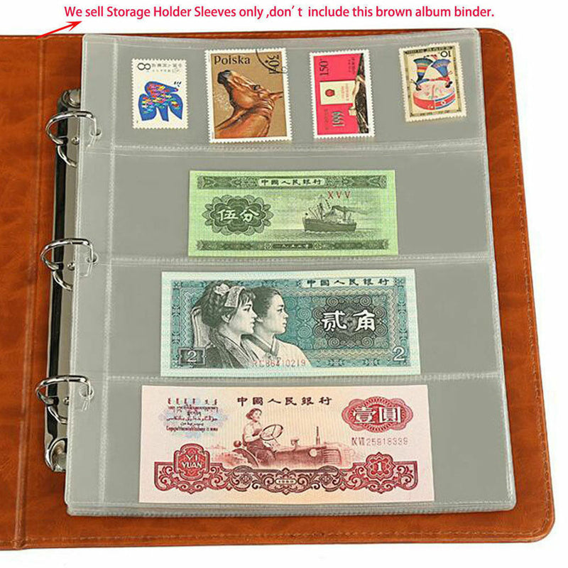 1 Sheet Album Page 4 Pockets Money Bill Note Currency Holder Storage Collection