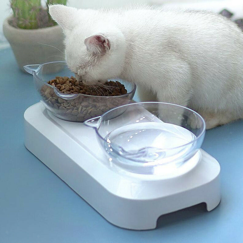 Plastic Clear Pet Food Bowl Puppy Elevated Stand Raised Dish Feeder Nonslip