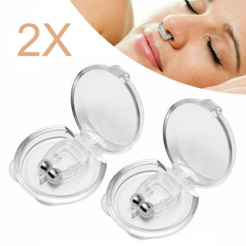 2 X Magnetic Anti Stop Snoring Snore Stopper Sleep Nose Clips Device Aid w/Box