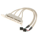 USB 2.0 Rear Panel Cable Header Motherboard to External 4 Port USB Bracket Cord
