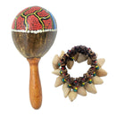 Hand Painted Maraca & Tribal Style Dora Nut Handbell Set Hand Percussion