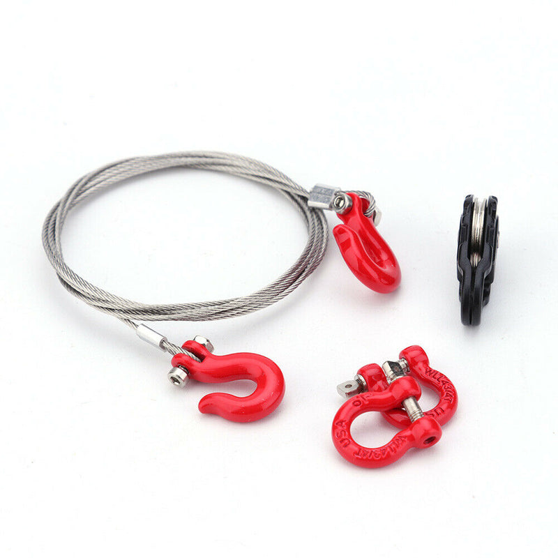 3 in 1 RC Truck Rescue Equipment Winch Snatch Block D-Ring Trailer Shackles Hook